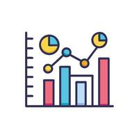 Colorful bar graph icon showing financial growth data vector
