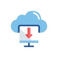 Cloud download icon with server and arrow symbol vector