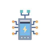Modern circuit board with lightning bolt, digital technology vector