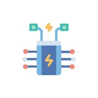 Colorful circuit board illustration with power symbol and connections vector