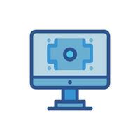 Blue Computer Monitor with Crosshair Screen Symbol vector