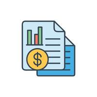 Financial report with a dollar coin and bar chart vector