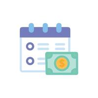 Payment schedule reminder icon with calendar and money vector