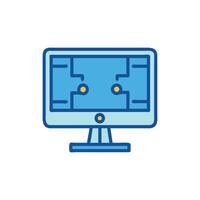 Blue Modern Computer Display Graphic Illustration on White vector