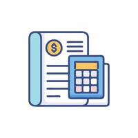 Accounting and finance report with calculator and dollar vector