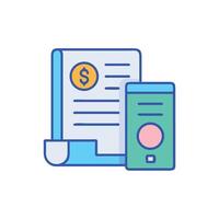 Online billing with mobile device payment concept icon vector