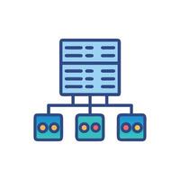 Colorful Network Infrastructure Icon with Server and Clients vector