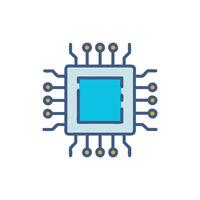 Isolated blue CPU chip icon on White background vector