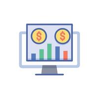 Financial Data Chart on Monitor Shows Revenue Growth vector