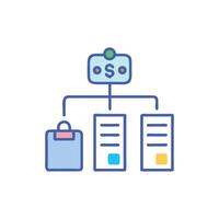 Financial planning and distribution illustration on black background. vector