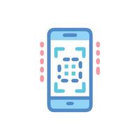 Smartphone scanning QR code, mobile technology, communication innovation vector