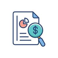 Financial Analysis Report with Dollar Magnifying Glass Icon vector
