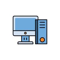 Desktop computer illustration Monitor and computer case icon vector
