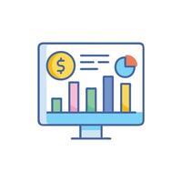 Financial data analysis and business performance dashboard on screen vector