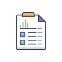 Analytics report on clipboard with graph and checkboxes vector