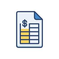 Financial Report Document with Dollar Symbol and Table vector