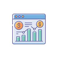Financial growth chart on website, stock market concept vector