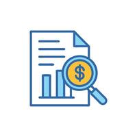 Financial Audit Icon Document, Charts and Magnifying Glass vector