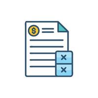Financial report with cross icon, accounting document sheet vector