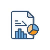Financial report icon with bar graph and pie chart vector