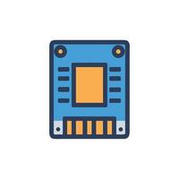 Blue and Orange Microchip Isolated on White Background vector