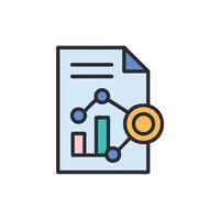 Analytics report icon with bar chart and connections vector