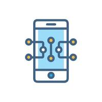 Connected smartphone technology showing data network connections illustration vector