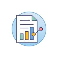 Bar graph report with line chart icon vector
