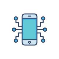 Smartphone with Connected Nodes Icon for Technology Concept vector
