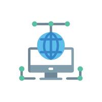 Global Network Connectivity Computer, Globe, and Data Points vector