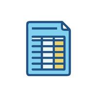 Spreadsheet document with columns and rows, financial data vector