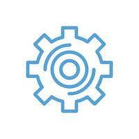 Blue Gear Icon with Circles on White Background vector
