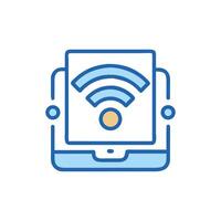 Tablet connected to WiFi network icon illustration vector