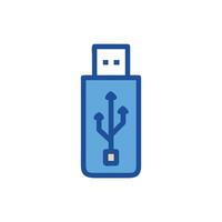 USB flash drive icon in blue on White background vector