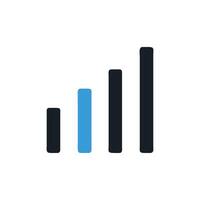 Growing Bar Graph Icon with Blue Highlight, White Background vector