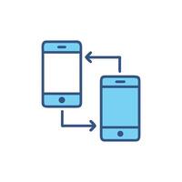 Mobile data transfer icon, phone synchronization concept illustration vector