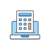 Calculator on Laptop Icon - Online Accounting Concept vector