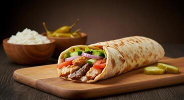 Tempting Shawarma Roll Loaded with Beef, Chicken, and Vegetables photo