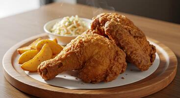 Realistic Fried Chicken Photography in a Fine Dining Setup photo