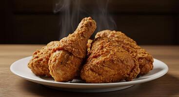 Mouthwatering Fried Chicken in a Lush Restaurant Setting photo