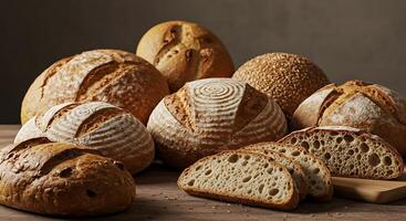 Photorealistic Artisan Bread Displayed with Rustic Natural Vibes photo
