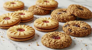Assorted Cookie Stack with Deep Textures and Rich Lighting photo