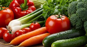Fresh Organic Vegetables in Natural Light, Vibrant and Colorful photo
