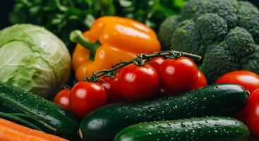 Organic Vegetables with Realistic Textures and Sharp Focus photo