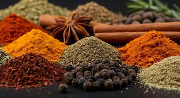 Spices Displayed with High-Resolution Texture and Beautiful Natural Backdrop photo