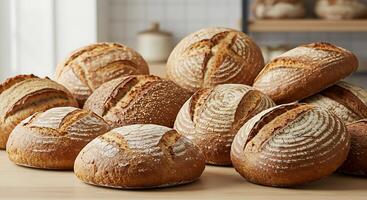 Bakery-Style Bread Presentation in Bright Natural Light, Ultra Sharp photo