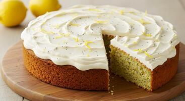 Hyper-Realistic Cake on Rustic Plate with Soft Lighting photo