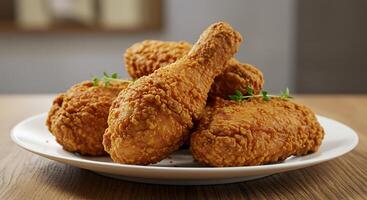 Crispy Fried Chicken in Warm Natural Light, Food Styling photo