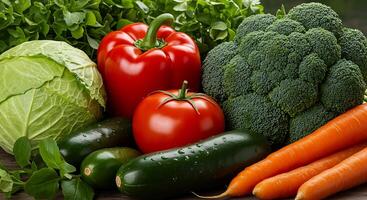Crisp Garden Vegetables with Lush Textures and Sharp Focus photo