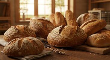 Artisan Bread Styled with Beautiful, Warm Natural Lighting photo